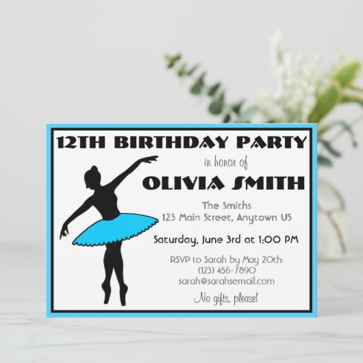 Ballerina Neon Ballet Dansers Dans Verjaardagsfees Kaart (Staand voorkant)