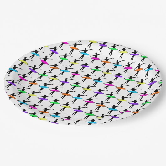 Ballerina Neon Ballet Dansers Dans Verjaardagsfees Papieren Bordje (Gekanteld)