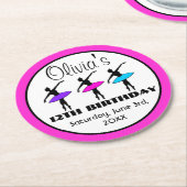 Ballerina Neon Ballet Dansers Dans Verjaardagsfees Ronde Kartonnen Onderzetter (Gebogen)