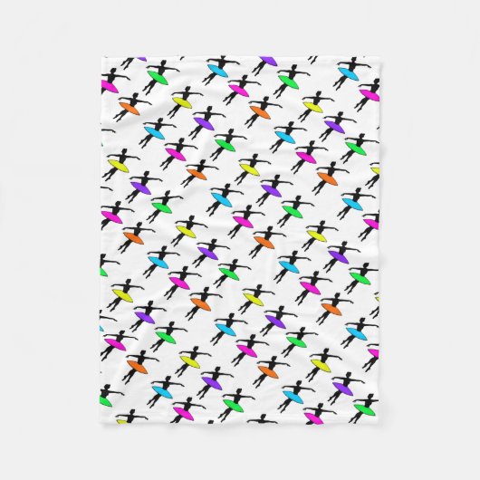 Ballerina Neon Tutus Silhouette Ballet Dancers Fleece Deken (Voorkant)