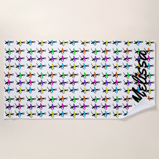 Ballerina Neon Tutus Silhouette Ballet Dancers Strandlaken (Voorkant)