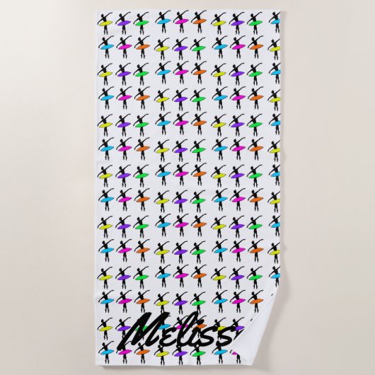 Ballerina Neon Tutus Silhouette Ballet Dancers Strandlaken (Voorkant)