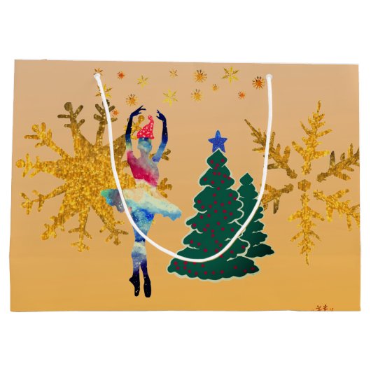 Ballerina Nieuwjaar Custom Gift Bag - Groot, glanz Large Cadeautasje (Achterkant)