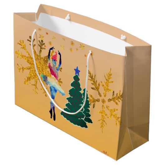 Ballerina Nieuwjaar Custom Gift Bag - Groot, glanz Large Cadeautasje (Achterkant Gekanteld)