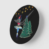 Ballerina Nieuwjaar Rond (Medium) Wandklok (Hoek)
