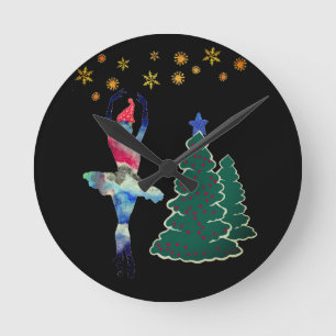 Ballerina Nieuwjaar Rond (Medium) Wandklok