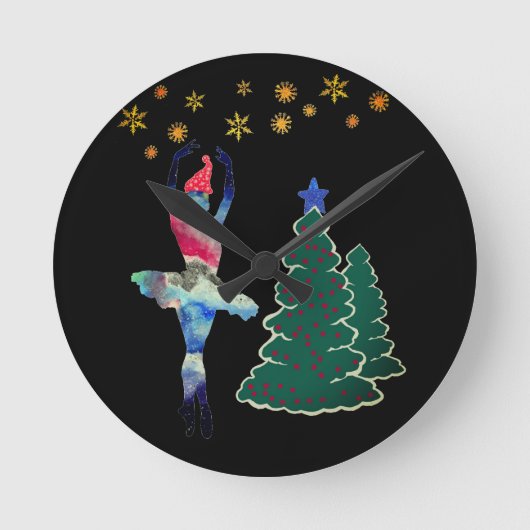 Ballerina Nieuwjaar Rond (Medium) Wandklok (Voorkant)