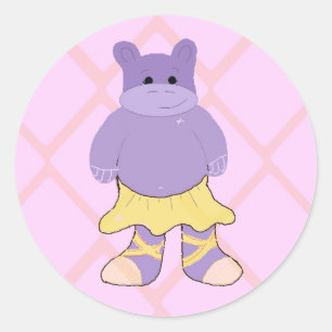 Ballerina Nijlpaard Ronde Sticker