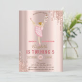 Ballerina Notenkraker Roos Gouden Drips Verjaardag Kaart (Staand voorkant)