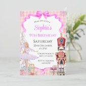 Ballerina Notenkraker Uitnodiging voor verjaardags (Staand voorkant)