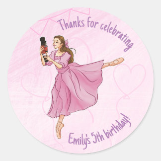 Ballerina Notenkraker Verjaardag - Aangepaste naam Ronde Sticker