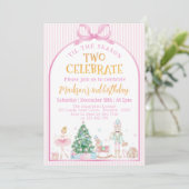 Ballerina Nutcracker Christmas Pink Bow Birthday Kaart (Staand voorkant)