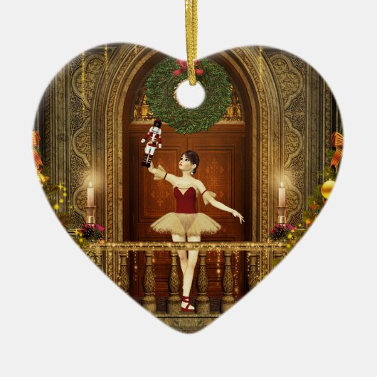 Ballerina Nutkraker Buon Natale Heart Ornament (Voorkant)