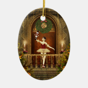Ballerina Nutkraker Gepersonaliseerd ovaal Ornamen Keramisch Ornament