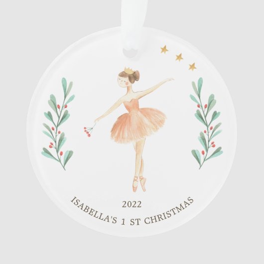 Ballerina/Nutkraker Girl's 1e keramische keramiek Ornament (voorkant)