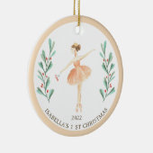 Ballerina/Nutkraker Girl's 1e Kerstmis Keramisch Ornament (Rechts)