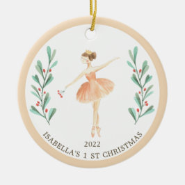 Ballerina/Nutkraker Girl's 1e Kerstmis Keramisch Ornament