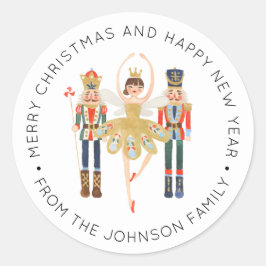 Ballerina Nutkraker Kerstfeestdag Klassieke Rou Ronde Sticker