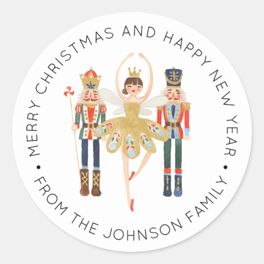 Ballerina Nutkraker Kerstfeestdag Klassieke Rou Ronde Sticker (Voorkant)