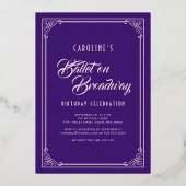 Ballerina NYC Skyline Vuurwerk Ballet Verjaardag Folie Uitnodiging (Achterkant)