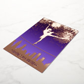 Ballerina NYC Skyline Vuurwerk Ballet Verjaardag Folie Uitnodiging (Gedraaid)