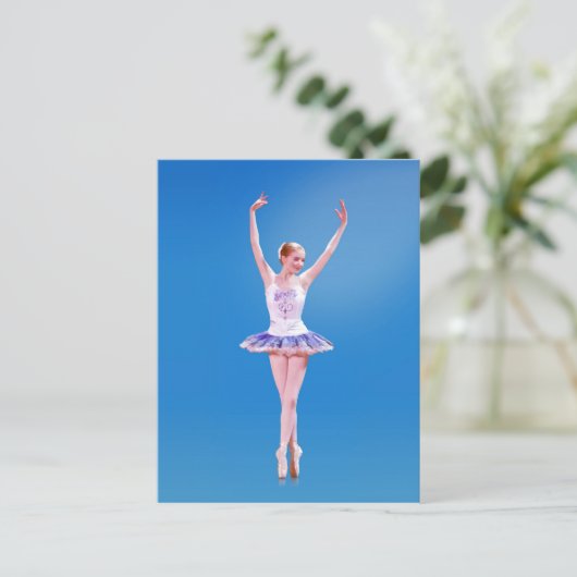 Ballerina On Point in Paars en wit Briefkaart (Staand voorkant)