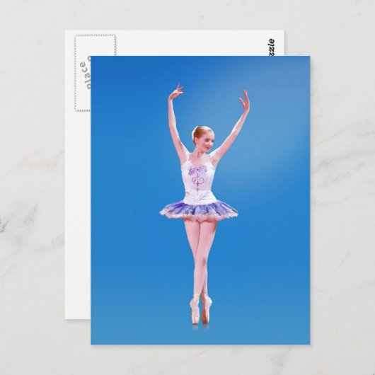 Ballerina On Point in Paars en wit Briefkaart (Voorkant / Achterkant)