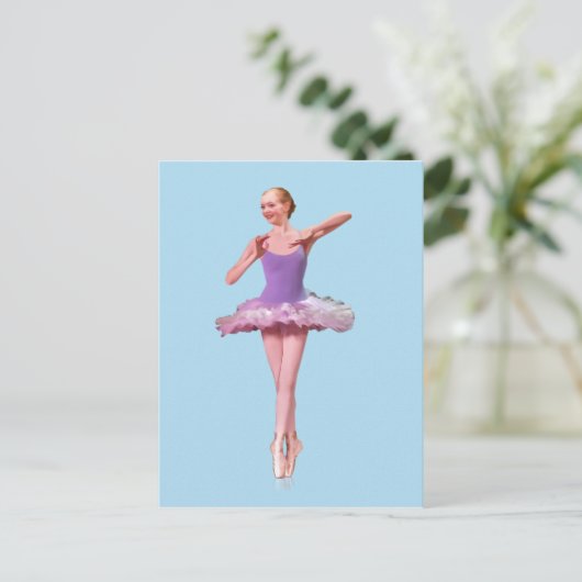 Ballerina On Point in Paars en wit Briefkaart (Staand voorkant)