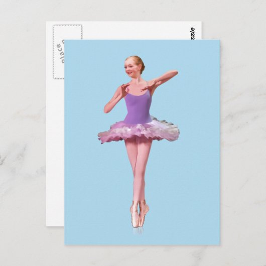 Ballerina On Point in Paars en wit Briefkaart (Voorkant / Achterkant)