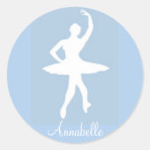 Ballerina op Blauwe Ronde Stickers (Voorkant)