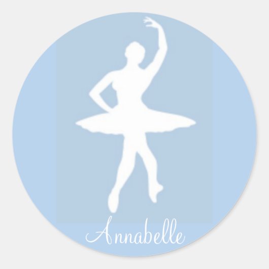Ballerina op Blauwe Ronde Stickers (Voorkant)