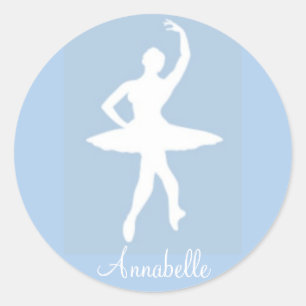 Ballerina op Blauwe Ronde Stickers