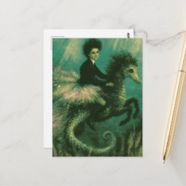 Ballerina op haar zeepaardje briefkaart