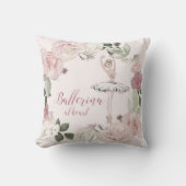 Ballerina op hartengroet Blush Pink Glitter Floral Kussen (Voorkant)