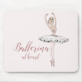 Ballerina op hartenprijsopgave Eenvoudig Blush Pin Muismat (Voorkant)