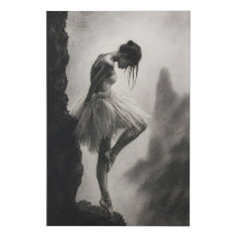 Ballerina op Kliffrand Monochrome Dramatische Kuns