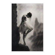 Ballerina op Kliffrand Monochroom Dramatische Kuns