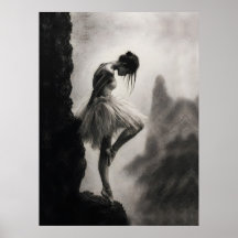 Ballerina op Kliffrand Monochroom Dramatische Kuns