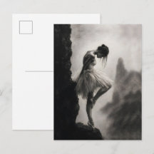 Ballerina op Klifrand Monochroom Dramatische Kunst