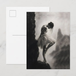 Ballerina op Klifrand Monochroom Dramatische Kunst Briefkaart