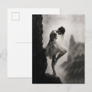 Ballerina op Klifrand Monochroom Dramatische Kunst Briefkaart