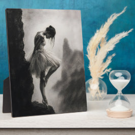 Ballerina op Klifrand Monochroom Dramatische Kunst Fotoplaat