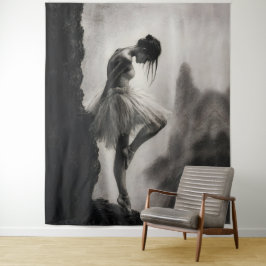 Ballerina op Klifrand Monochroom Dramatische Kunst Wandkleed