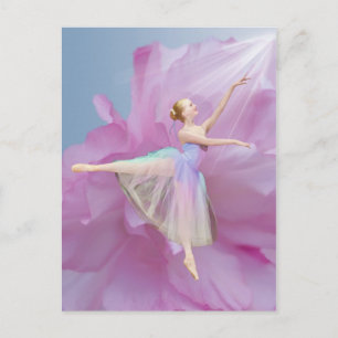 Ballerina op roze en blauw Briefkaart