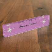 Ballerina op roze, Gepersonaliseerd tekst Naambordje (Zijkant)