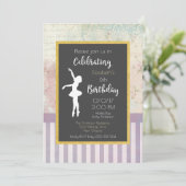 Ballerina op Shabby  Design Birthday Party Kaart (Staand voorkant)