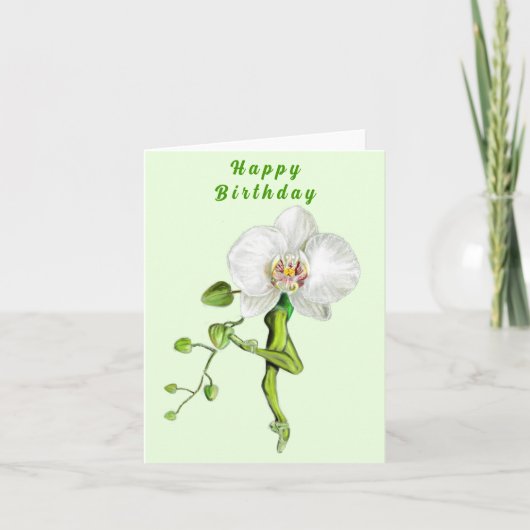 Ballerina Orchid Ballet Dancer Happy Birthday Kaar Kaart (Voorkant)