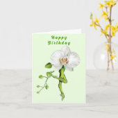 Ballerina Orchid Ballet Dancer Happy Birthday Kaar Kaart (Gele Bloem)