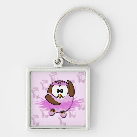 Ballerina owl - glitter sleutelhanger (Voorkant)