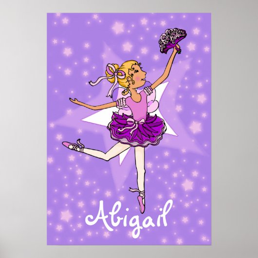 Ballerina paars blonde girl star "name poster" poster (Voorkant)